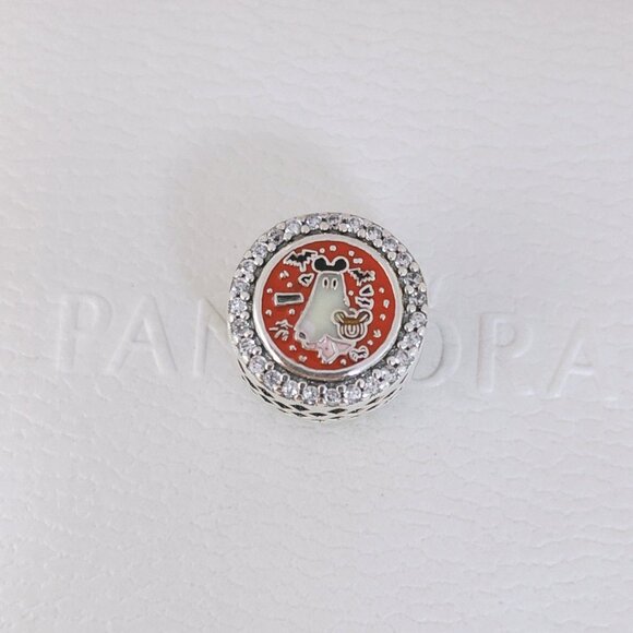 Pandora Disney Parks Mickey Pumpkin Ghost Exclusive Button Charm Halloween 2024 - Picture 6 of 8